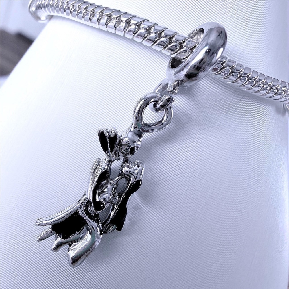 Jack and Sally Silver Bead Charm Fits Snake Chain Bracelet Nightmare Before Xmas